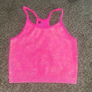 Bright Pink Ribbed Tank Top